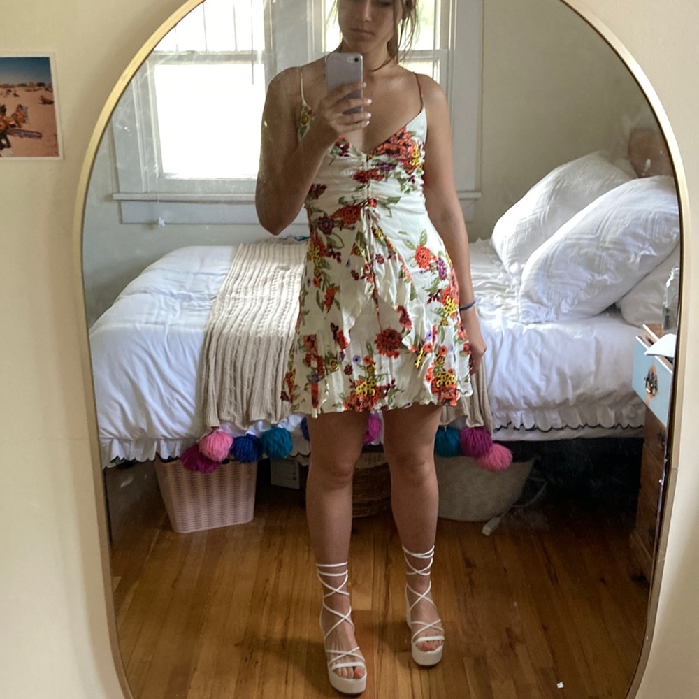 summer ivory floral sundress Free People NWT fits XS to M